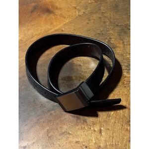 Mens Black Leather Belt Reversible Buckle Casual Dress Formal